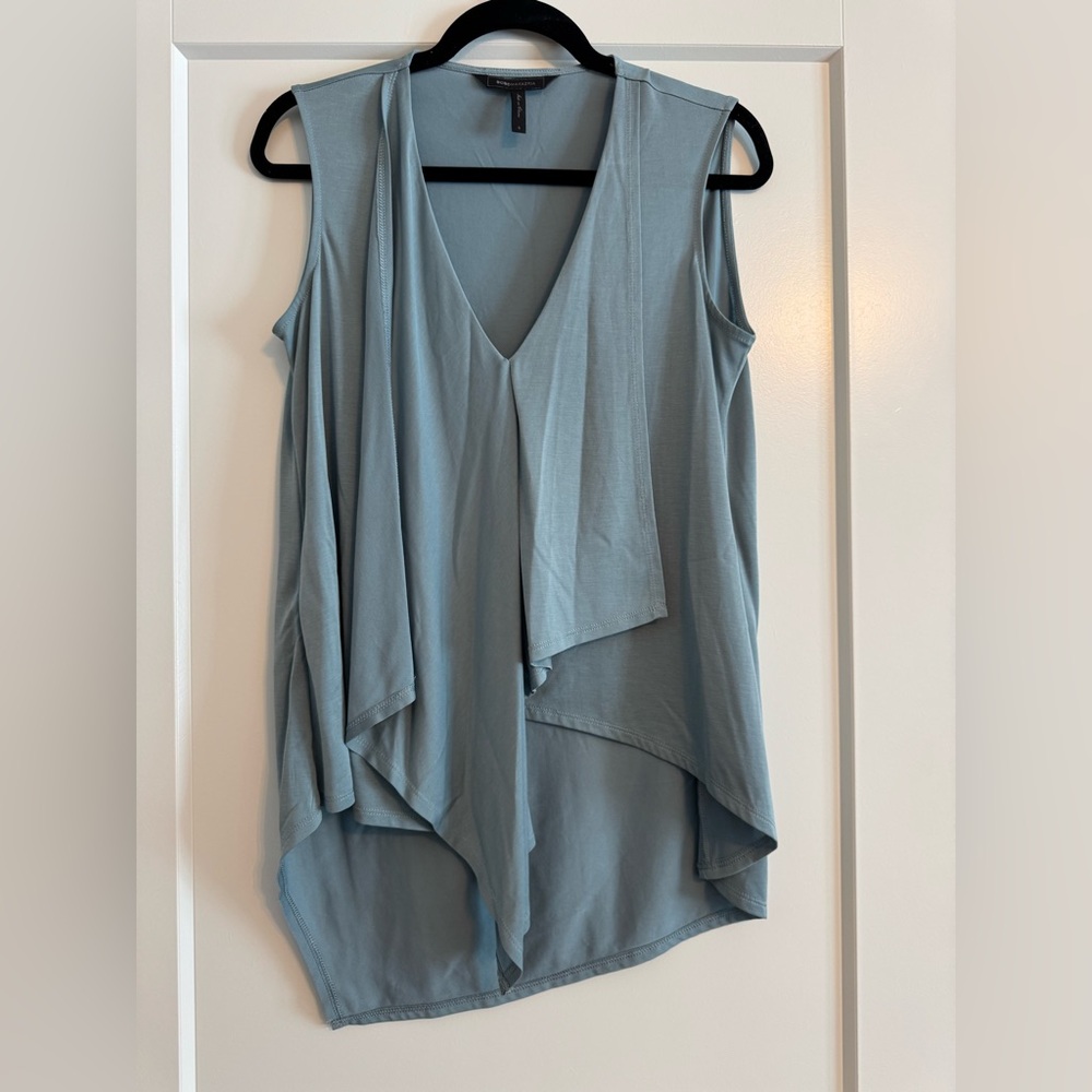BCBGMaxAzria Light Blue Drape Tank Top